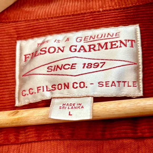 Men’s Filson Corduroy Camp Shirt Size Large - Picture 4 of 4
